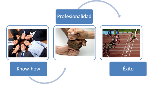 Diagrama de Profesionalidad, Know-how y Éxito - Los tres pilares del equipo de Conducta Gestión